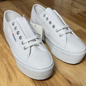 Superga Women's Classic White Platform Sneakers
